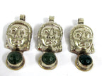 1 pendant - Special Sale Beautiful Buddha head pendant with faceted green agate gemstone inlay Tibetan Nepal Buddha pendant - PM532C