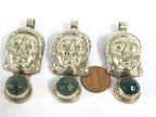 1 pendant - Special Sale Beautiful Buddha head pendant with faceted green agate gemstone inlay Tibetan Nepal Buddha pendant - PM532C