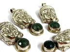 1 pendant - Special Sale Beautiful Buddha head pendant with faceted green agate gemstone inlay Tibetan Nepal Buddha pendant - PM532C