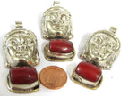 1 pendant - Special sale Beautiful Buddha head pendant with gemstone inlay Tibetan Nepal Buddha pendant jewelry making - PM532F
