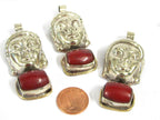 1 pendant - Special sale Beautiful Buddha head pendant with gemstone inlay Tibetan Nepal Buddha pendant jewelry making - PM532F