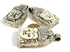1 Pendant - Large carved recycled cattle Buddha pendant with floral carving on reverse side - PB010B