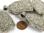 1 Pendant - Large carved recycled cattle Buddha pendant with floral carving on reverse side - PB010B