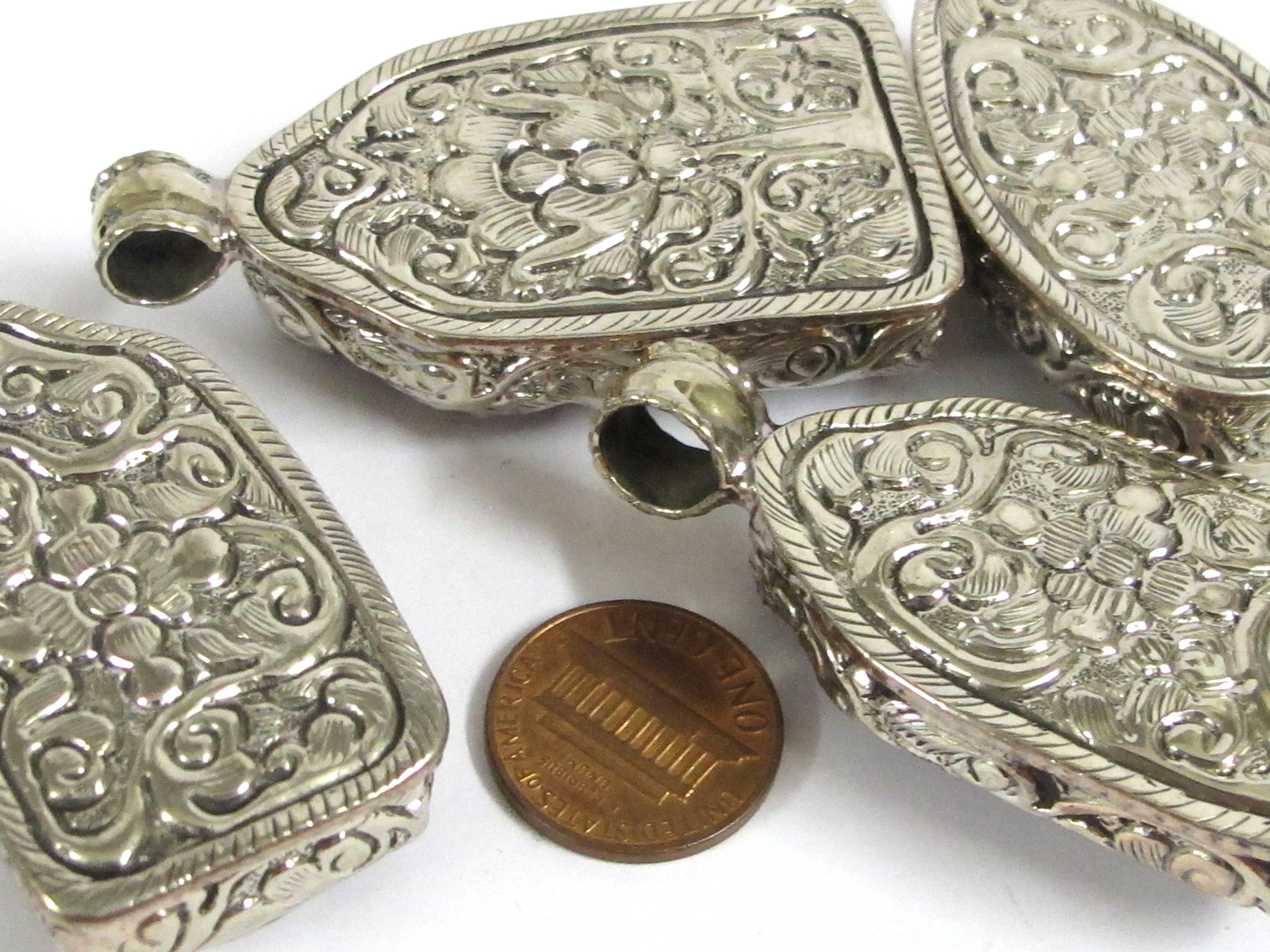 1 Pendant - Large carved recycled cattle Buddha pendant with floral carving on reverse side - PB010B