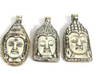 1 Pendant -Large carved bone Shiva Buddha pendants with floral carving on reverse side Tibetan Nepal ethnic supplies - PB010C