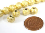 2 Beads- Gold color plated ethnic round oval shape beads- 8 mm - BD562D