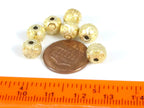 2 Beads- Gold color plated ethnic round oval shape beads- 8 mm - BD562D