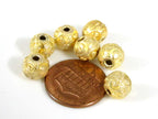 2 Beads- Gold color plated ethnic round oval shape beads- 8 mm - BD562D