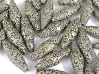 1 bead - Nepal filigree beads Tibetan silver antiqued finish bicone shape mix designs ethnic beads from Nepal - BD943K