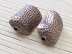 2 Copper tone peanut shell shaped large focal beads - BD203