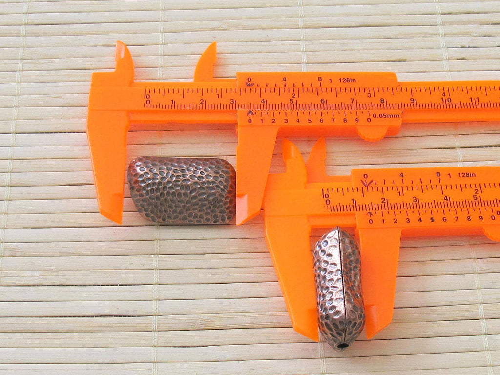 2 Copper tone peanut shell shaped large focal beads - BD203