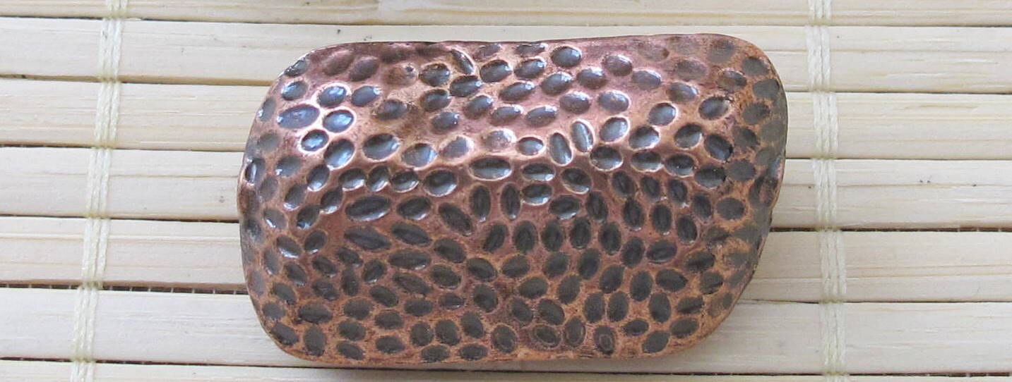 2 Copper tone peanut shell shaped large focal beads - BD203