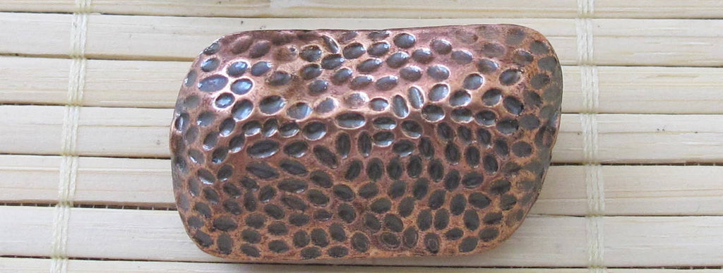 2 Copper tone peanut shell shaped large focal beads - BD203