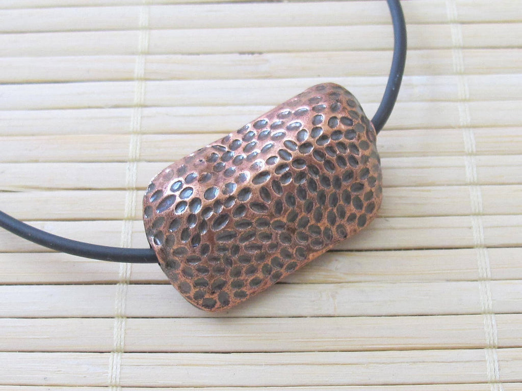 2 Copper tone peanut shell shaped large focal beads - BD203