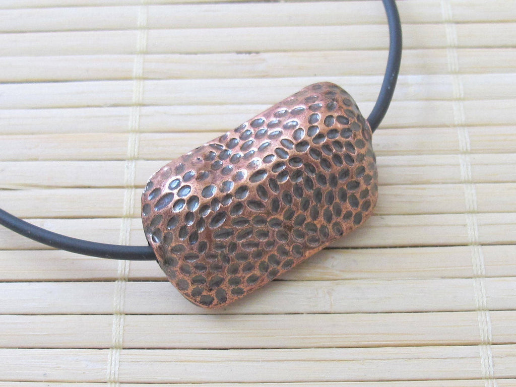 2 Copper tone peanut shell shaped large focal beads - BD203
