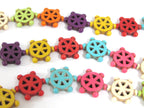 10 beads - 18 mm wide - Colorful ship wheel beads - colorful howlite nautical ship wheel helm symbol charm beads - GM129M