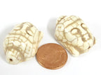 2 BEADS - White color turquoise howlite carved Buddha bead - BD128K