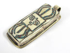 1 Tibetan Dorje Vajra Buddha eye pendant - Ethnic cream color Dorje Buddha eye pendant turquoise inlay Nepal bone pendant - PB016C