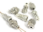 1 bead set - Tibetan Nepal buddha 2 hole Guru bead with cone shape column bead mala making main focal bead copyright nepalbeadshop - BD600E