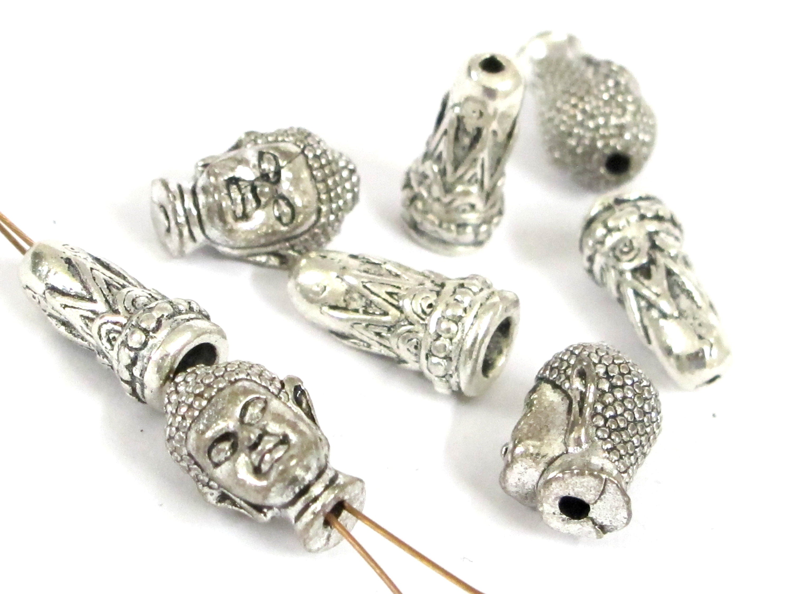 1 bead set - Tibetan Nepal buddha 2 hole Guru bead with cone shape column bead mala making main focal bead copyright nepalbeadshop - BD600E