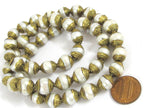 4 BEADS - Brass capped genuine fresh water pearl beads 9 - 11 mm x 11 - 13 mm - BD774K