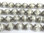 4 BEADS - Tibetan silver capped white color pearl beads 11-13 mm long x 9.5-11 mm thick - BD775G