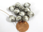 4 BEADS - Tibetan silver capped white color pearl beads 11-13 mm long x 9.5-11 mm thick - BD775G
