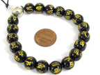 18 Beads-Tibetan om mantra om mani padme hum etched black agate quartz beads 10 mm with Guru bead for mala bracelet making - GM417B