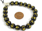 18 Beads-Tibetan om mantra om mani padme hum etched black agate quartz beads 10 mm with Guru bead for mala bracelet making - GM417B