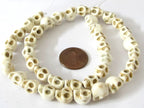1 strand -Skull beads -White cream colorl howlite gemstone thick skull beads halloween skeleton decor beads 8 mm x 10 mm - GM444G