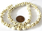 1 strand -Skull beads -White cream colorl howlite gemstone thick skull beads halloween skeleton decor beads 8 mm x 10 mm - GM444G