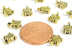 10 beads - Small tiny size turtle spacer beads antiqued Golden color - BD691G