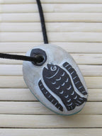 Tibetan Om fish reversible focal pendant bead-PB009