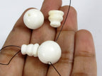 2 shell Guru Beads - 3 hole bead for mala making connector tibetan bead white color shell guru beads Nepal nepalbeadshop - GB070