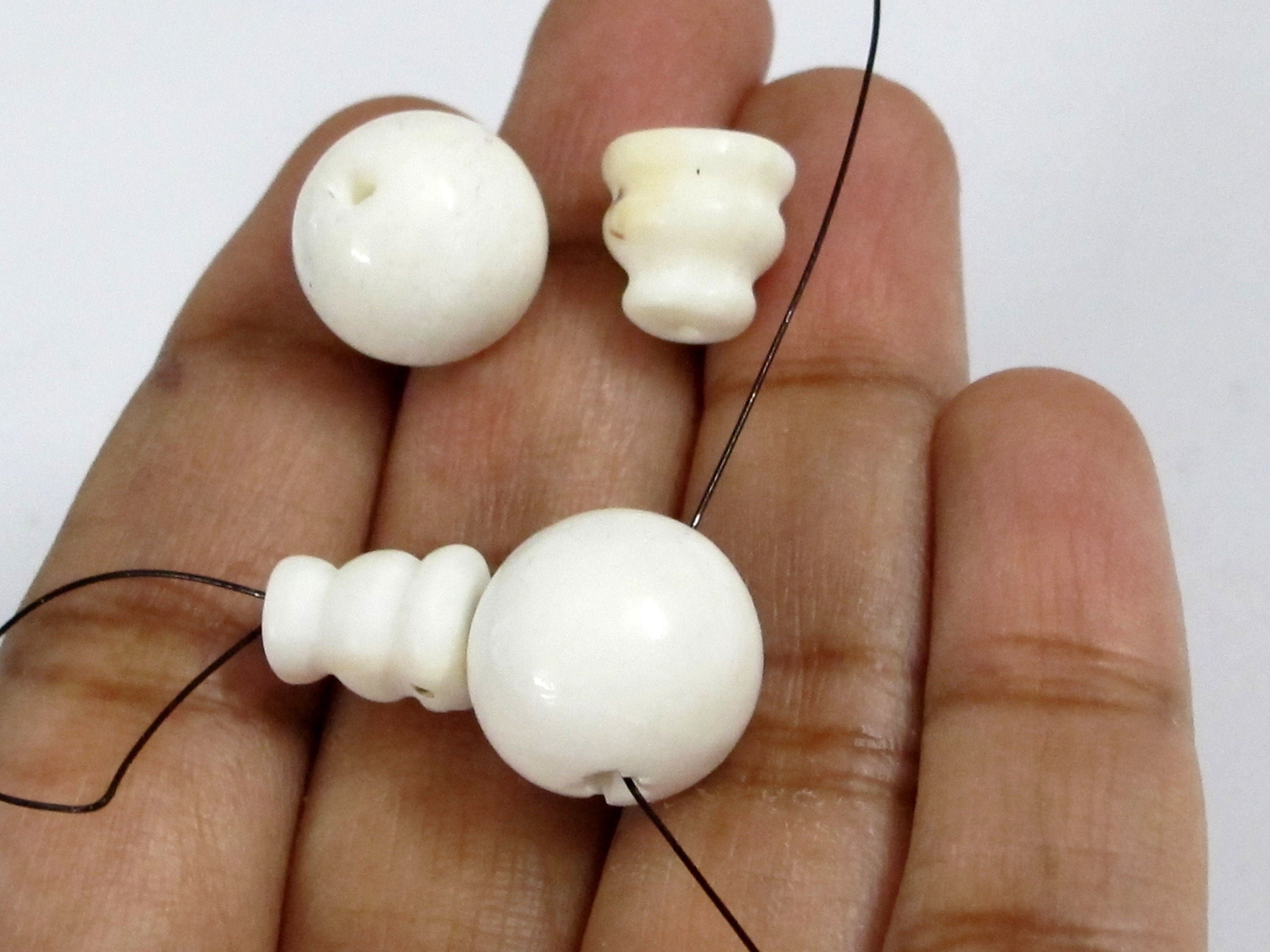 2 shell Guru Beads - 3 hole bead for mala making connector tibetan bead white color shell guru beads Nepal nepalbeadshop - GB070
