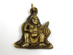 1 Pendant - Tibetan brass warrior knight sword fighter pendant from Nepal antiqued finish - CP143