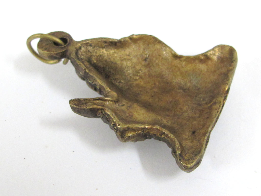 1 Pendant - Tibetan brass warrior knight sword fighter pendant from Nepal antiqued finish - CP143