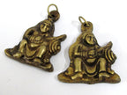 1 Pendant - Tibetan brass warrior knight sword fighter pendant from Nepal antiqued finish - CP143