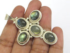 Tibetan silver Labradorite gemstone cross pendant Nepal cross pendant - PM141A