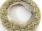 Unique OOAK Tibetan Nepal pendant round oval shape cut mother of pearl shell pendant with flower filigree on pendant frame - PM169C