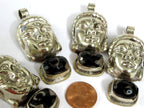 1 pendant - Special Sale Beautiful Buddha head pendant with etched agate dzi gemstone inlay Tibetan Nepal Buddha pendant - PM532E