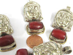 1 pendant - Special sale Beautiful Buddha head pendant with gemstone inlay Tibetan Nepal Buddha pendant jewelry making - PM532F