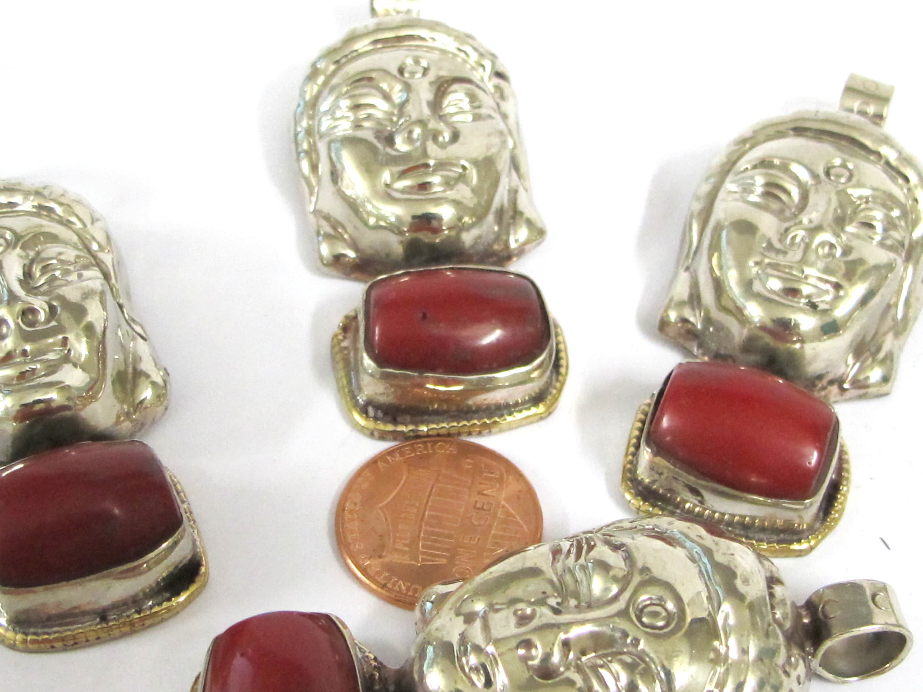 1 pendant - Special sale Beautiful Buddha head pendant with gemstone inlay Tibetan Nepal Buddha pendant jewelry making - PM532F