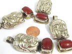 1 pendant - Special sale Beautiful Buddha head pendant with gemstone inlay Tibetan Nepal Buddha pendant jewelry making - PM532F