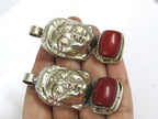 1 pendant - Special sale Beautiful Buddha head pendant with gemstone inlay Tibetan Nepal Buddha pendant jewelry making - PM532F