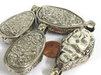 1 Pendant - Large carved bone Hindu lord Shiva pendant with floral carving on reverse side - PB010A