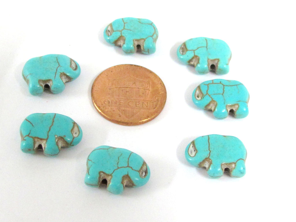10 beads - Blue Howlite Elephant Beads | Small Elephant-Shaped Gemstone Beads | 11mm x 15mm animal Beads | GM129K