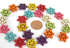 10 beads - 18 mm wide - Colorful ship wheel beads - colorful howlite nautical ship wheel helm symbol charm beads - GM129M