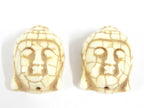 2 BEADS - White color turquoise howlite carved Buddha bead - BD128K
