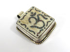 1 Tibetan Om pendant - Ethnic Tibetan Nepal cream color Om pendant with turquoise inlay upcyled cattle bone pendant - PB016A